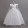 Comercio Exterior Transfronterizo Vestido para Niña Vestido Niños Grandes Flor Perla Vestido de Boda Dama de Honor Mesa Rendimiento Vestido de Princesa Largo hasta el Suelo