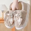 Novos Chinelos de Algodão Estilo Inverno Feminino Para Casa Quente Solado Grosso Forrado com Fleece Solado Grosso Silencioso Solado Macio Superfície Macia Chinelos de Algodão para Pisar em Fezes