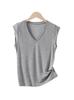 Niche Primavera/Verano 2025 Nuevo Blanco Cuello en V Delgado Irregular Manga Acampanada Versátil Camiseta Top para Mujer