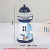 Faro de Lata Oceánico Led Intermitente Decoración Creativa para el Hogar Artesanías de Hierro Faro de Estilo Mediterráneo Decoración