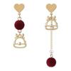Pendientes rojos de Año Nuevo, pendientes de boda de Año Nuevo del Dragón del zodíaco 2024, diseño de nicho dulce, pendientes de alta calidad con clip para la oreja