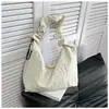 Bolsa de lona estilo coreano para mujer, gran capacidad, nueva de verano 2026, bandolera casual plisada, bolsa tipo dumpling de alta gama