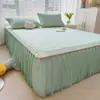 2026 Nuevo Estilo Falda de Cama y Colchoneta de Seda Refrescante Hielo de Seda Juego de Tres Piezas