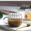 Copo de Vidro Listrado Vertical Espessado Resistente ao Calor Bonito Caneca de Café Caneca de Leite Caneca de Café da Manhã casa escritório fábrica atacado