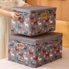 Caja de Almacenamiento con Elementos Navideños Grande Mediana Pequeña Juego de Tres Piezas Algodón Lino Estampado Ropa de Cama Ropa Suéter Caja de Almacenamiento