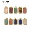 WT-P1973 Colgante Exquisito Pequeño Rectangular con Bordes de Circonita Colorida Joyería para Niña Joyería DIY