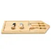 Tabla de Cortar Queso de Bambú Cocina Casera Tabla de Cortar Fruta y Queso con Juego de Cuchillo y Tenedor Tabla de Cortar de Doble Cara Utilizable