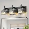 Fornecimento direto transfronteiriço luminária de parede quadrada de cristal com 2/3/4 cabeças, dimerizável, luz frontal de espelho de banheiro multi-cabeças, luminária de cristal para penteadeira
