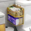 Caixa de Lenços para Banheiro sem Furo Porta-Objetos Cesta Montada na Parede Deslizante Porta-Papel Higiênico Porta-Papel em Rolo para Banheiro