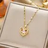 Collar coreano transfronterizo de venta caliente con micro incrustaciones de circonita de acero de titanio para mujer, moda, sentido de alta gama, temperamento, cadena de clavícula, joyería que no se desvanece