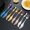 Vajilla Cuchara de Acero Inoxidable Tenedor Flor de Rosa Tenedor para Ensalada de Frutas Cuchara Mezcladora Dorada Rosa Dorado Cuchara para Sopa Estilo Coreano