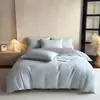 Cor Sólida Estilo Simples Amigo da Pele Nuvem Macia Bicolor 100% Algodão Algodão Puro 13372 Conjunto de Quatro Peças Lençol de Cima Lençol com Elástico Estilo Conjunto de Quatro Peças