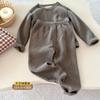 Nuevo Conjunto de Pijama de Doble Capa Espeso y Cálido de Terciopelo Celeste para Niños y Niñas, Color Sólido, Otoño e Invierno 2025