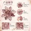 Venta al por mayor transfronteriza del fabricante Accesorios de decoración para coronas de árbol de Navidad 16 cm Navidad Rosa Dorado Brillo Flor de Nochebuena Hueca Decoración