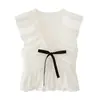Tops Transfronterizos Europeos y Americanos, Estilo Nuevo Plisado de Verano, Ropa de Mujer sin Mangas con Cuello Pequeño Estilo Europeo y Americano