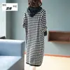 Vestido Talla Extra Hermana Gordita Falda Midi Sobre la Rodilla Top Estilo Western Cuadros Houndstooth Vestido de Cuadros Houndstooth Otoño