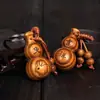 Doce Signos del Zodiaco Calabaza de Madera de Durazno con Llavero de Barra de Oro Hebilla de Cinturón de Cuero Colgante de la Suerte Zodiacal Regalo de Negocios