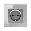 Enchufe de pared con interruptor de anillo chapado en gris de vidrio estándar europeo estilo alemán francés tipo C europeo carga USB serie completa