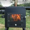 Fogão de cassete externo camping aquecimento portátil com fogão a lenha fogão churrasqueira chaminé forno aço inoxidável barraca camping
