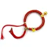 Pulseira Estilo Xizang com Mantra de Seis Palavras, Fio Vermelho, Fio de Algodão Torcido à Mão, Sino, Corda de Pendurar Thangka Tecida à Mão Estilo Xizang para Homens e Mulheres