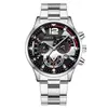 Comércio Exterior Transfronteiriço Mais Vendido Relógio Masculino de Quartzo com Pulseira de Aço e Calendário, Relógio de Pulso Masculino Esportivo com Ponteiros Luminosos de Quartzo
