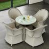 Mesa y silla de exterior para patio, balcón, ocio, silla de ratán, conjunto de cinco piezas, silla de ratán de imitación, silla de respaldo para interior y exterior, silla de ratán, venta directa de fábrica