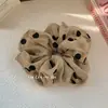 Scrunchie de tule doce com bolinhas elegante estilo francês para mulheres, adequado para prender o cabelo em um coque, com um visual casual e chique