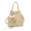Bolsa Cesta de Legumes de Design Nicho Estilo Coreano para Mulheres, Nova Moda Bolsa Saco com Padrão Lichia, Elegante Bolsa de Ombro Cruzada