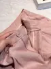 Pantalones de Lino con Lentejuelas Finas Rosas para Mujer 2026 Nuevo Estilo de Verano de Gama Alta Elegantes Sueltos Rectos Casuales de Pierna Ancha