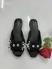 Pantuflas de Verano para Mujer para Exteriores 2026 Nuevas Chanclas con Tacón Grueso de Flor de Perla y Pedrería Talla Pequeña 313233 Sandalias de Hada
