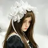 Faixa de cabeça com laço e asas de anjo preto e branco estilo gótico Acessório de cabelo escuro doce legal para Halloween Acessório de cabelo Lolita para mulheres