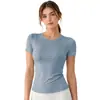 Amazon Transfronterizo Tops de Yoga Camisetas de Manga Corta para Mujer Secado Rápido Adelgazantes Ropa Deportiva de Fitness con un Toque de Alta Gama para Verano