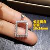 Variedad de superficie de huevo cortada colgante cuadrado de plata S925 portador vacío color tourmalina tesoro cera de abeja Topacio DIY con soporte incrustación