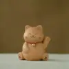 Gato de la Fortuna Zen Tallado en Madera de Haya, Adorno de Escritorio y Coche, Lindo Gato Trayendo Fortuna y Tesoro, Regalo de Inauguración