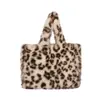 Bolsa Feminina Transfronteiriça Estampa de Leopardo Bolsa Tote de Pelúcia Heng Geng Novo Estilo Grande Capacidade Manual de Ombro Estilo Preguiçoso Bolsa de Axila
