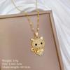 [Acero de Titanio] Kitty con Lazo Luz Lujoso Temperamento Hermoso Collar Totalmente de Diamante para Mujer Cadena de Clavícula Más Fácil de Combinar Cadena de Acero de Titanio