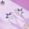 Evelle aretes pequeños frescos degradados púrpura violeta plata esterlina s925 aretes de flor de planta joyería al por mayor mujeres