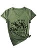 Amazon Ebay Carta Casual Versátil YO Soy la Hermana Mediana Camiseta de Manga Corta con Cuello en V para Mujer
