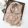 Primavera y Verano Nuevo Bufanda Larga de Color Sólido Rayón Seda Dorada Seda Plateada Bufanda de Seda Brillante Chal Turbante Largo Monocromático para Mujer Venta al por Mayor
