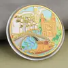 Monedas conmemorativas de ciudades, recuerdos turísticos, monedas coloridas en relieve con paisajes arquitectónicos de Beijing, Shanghái y Nanjing, monedas conmemorativas coleccionables
