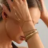 Pulsera de Cadena Hueso de Serpiente de Acero Inoxidable de Moda Transfronteriza Europea y Americana para Mujer, Pulsera Sencilla de Cadena con Cuentas de Circonita