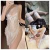Lencería Sexy con Encaje Transparente, Estilo Puro Deseo, Realce para Busto Pequeño, Conjunto Uniforme para Mujer sin Necesidad de Quitar