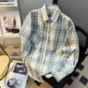 Camisa Masculina 2025 Primavera Nova Chegada Tendência Fashion Versátil Masculina Manga Longa Xadrez Masculino