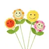Día del Maestro Flores Artificiales Tejidas a Mano Girasol Sonriente Flor Eterna Terminada Lana Flores Creativas Adornos Regalos