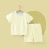Conjunto Bebê Verão Estilo Fino Unissex Roupas de Bebê Roupa Íntima Infantil Malha Jacquard Shorts de Manga Curta Conjunto de Duas Peças