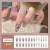 Uñas postizas ponibles con un toque de alta gama, populares en línea, manicura de lazo, lindo diseño de corazón girly, uñas estilo dulce y puro deseo