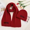 Estilo Coreano Outono e Inverno Novo Cachecol de Tricô Bordado com Letra Distinta para Crianças Meninos e Meninas Bebê Cor Sólida Aconchegante Espesso