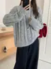 2025 Novo Outono e Inverno Estilo Coreano Gola Redonda Tricô Torcido Tops Soltos, Macios e Versáteis Simples Pulôver de Tricô para Mulheres