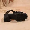 Sandalias de Mujer con Tacón Grueso, Nuevo Estilo 2026, Estilo Romano, con Pedrería, Punta Abierta (Peep-Toe), Tacón Medio, Suela Suave, Punta Abierta, para Mujeres de Mediana Edad