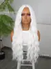 4 * Peruca de renda tipo 2U cabelo branco longo cacheado onda de água conjunto completo para cabeça peruca de fibra química resistente a alta temperatura Halloween